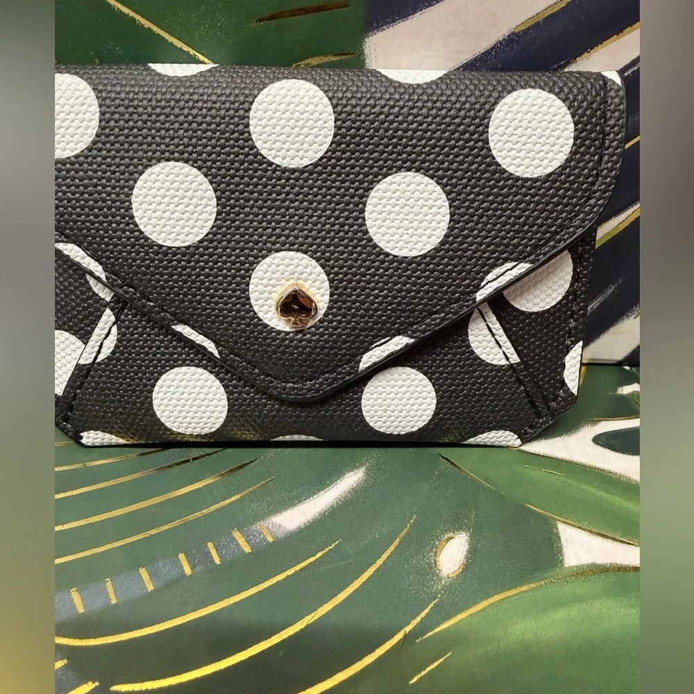 Kate Spade x Target Black and White Polka Dot Card Holder NWT